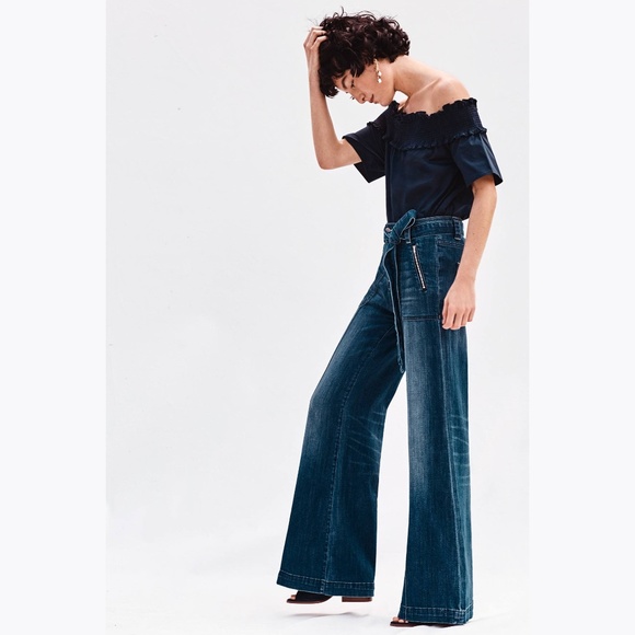 Anthro PILCRO Wide-Leg Denim Palazzo Jeans sz 27 - Picture 4 of 8